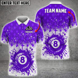 Maxcorners Billiards 8 Ball Ink Color Pattern Personalized Name 3D Shirt (Multi Color Options)