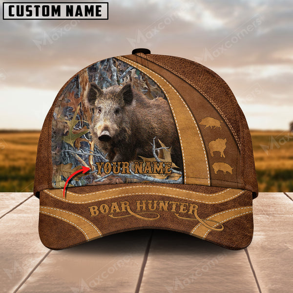 Maxcorners Hunting Boar Camo Leather Pattern Personalized Hats