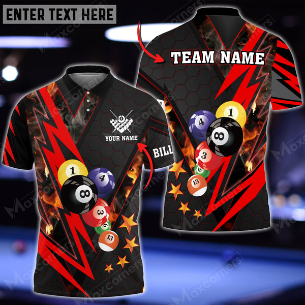 Maxcorners Billiards Thunder Pattern Premium Customized Name 3D Shirt