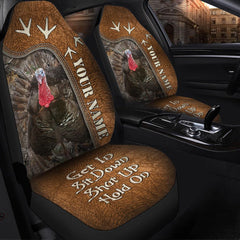 Maxcorners Personalized Name Turkey Hunting Forest Hold on Funny Car Seat Covers
