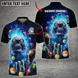 Maxcorners Billiards Skull Fire Pattern Multicolor Options Personalized Name 3D Shirt (6 Colors)