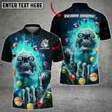 Maxcorners Billiards Skull Fire Pattern Multicolor Options Personalized Name 3D Shirt (6 Colors)