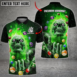 Maxcorners Billiards Skull Fire Pattern Multicolor Options Personalized Name 3D Shirt (6 Colors)