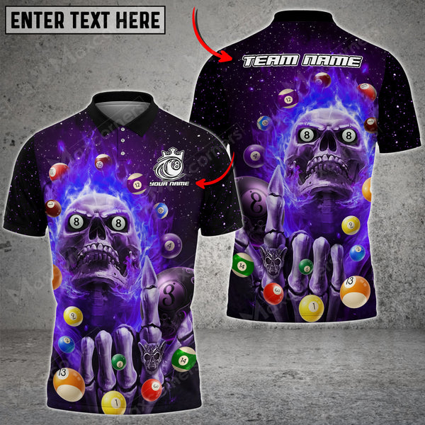 Maxcorners Billiards Skull Fire Pattern Multicolor Options Personalized Name 3D Shirt (6 Colors)