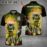 Maxcorners Billiards Skull Fire Pattern Multicolor Options Personalized Name 3D Shirt (6 Colors)