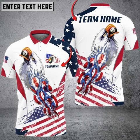 Maxcorners Billiards 8 Ball US Flag Eagle Customized Name, Team Name 3D Shirt (Multicolor Options)