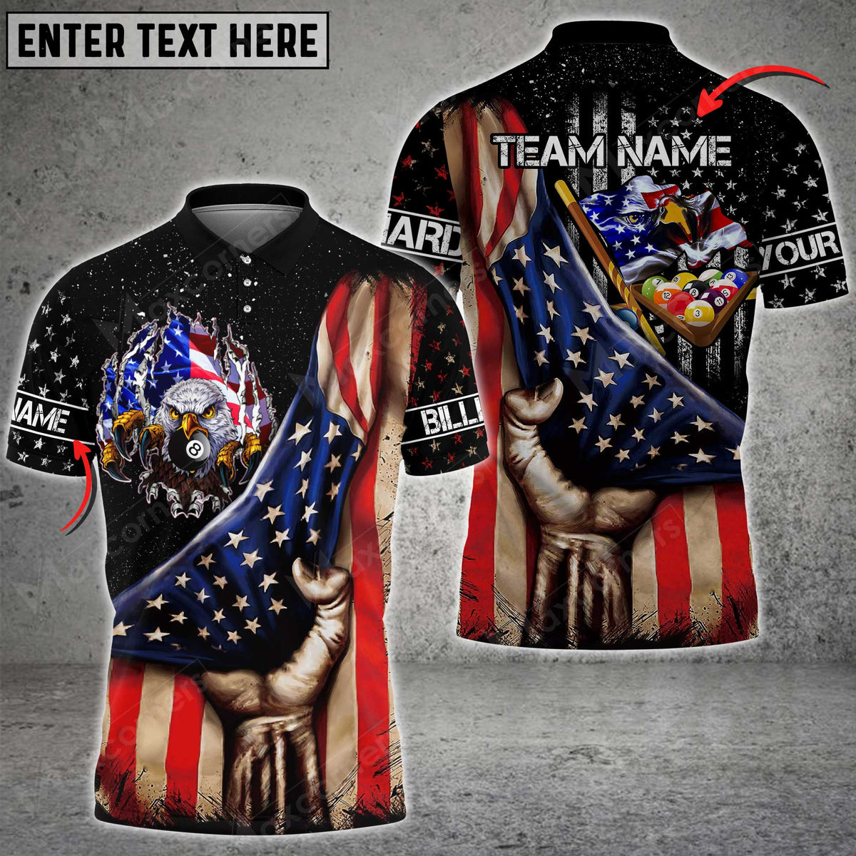 Maxcorners Billiards The Mystery Behind US Flag Personalized Name 3D Shirt