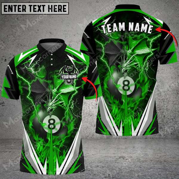 Maxcorners Billiards Thunder Space Dragon Personalized Name, Team Name Unisex Shirt ( 6 Colors )