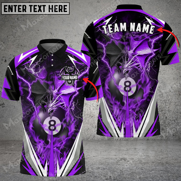 Maxcorners Billiards Thunder Space Dragon Personalized Name, Team Name Unisex Shirt ( 6 Colors )