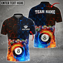 Maxcorners Billiards 8 Ball Water And Fire Personalized Name 3D Shirt