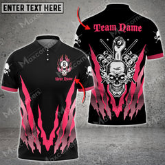 Maxcorners Billiards 8 Ball Skull Personalized Name 3D Shirt (Multi Color Options)