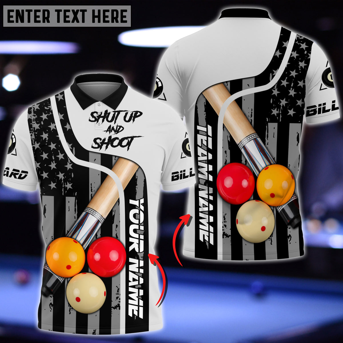 Maxcorners Billiards Carom Expertise Personalized Name 3D Shirt