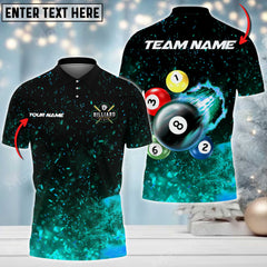 Maxcorners Billiards Beast Flame Pattern Personalized Name 3D Shirt (Multi Color Options)
