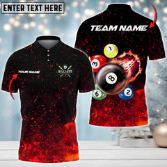 Maxcorners Billiards Beast Flame Pattern Personalized Name 3D Shirt (Multi Color Options)
