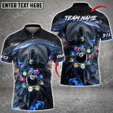 Maxcorners Billiards Reaper Fire Flag Pattern Personalized Name, Team Name Unisex Shirt ( 6 Colors )