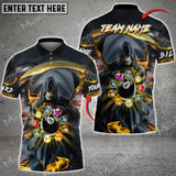 Maxcorners Billiards Reaper Fire Flag Pattern Personalized Name, Team Name Unisex Shirt ( 6 Colors )