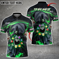 Maxcorners Billiards Reaper Fire Flag Pattern Personalized Name, Team Name Unisex Shirt ( 6 Colors )