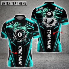 Maxcorners Billiard 8 Ball Crack Thunder Personalized Name 3D Shirt (Multi Color Options)