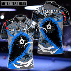 Maxcorners Billiard 8 Ball Stains Personalized Name 3D Shirt (Multi Color Options)