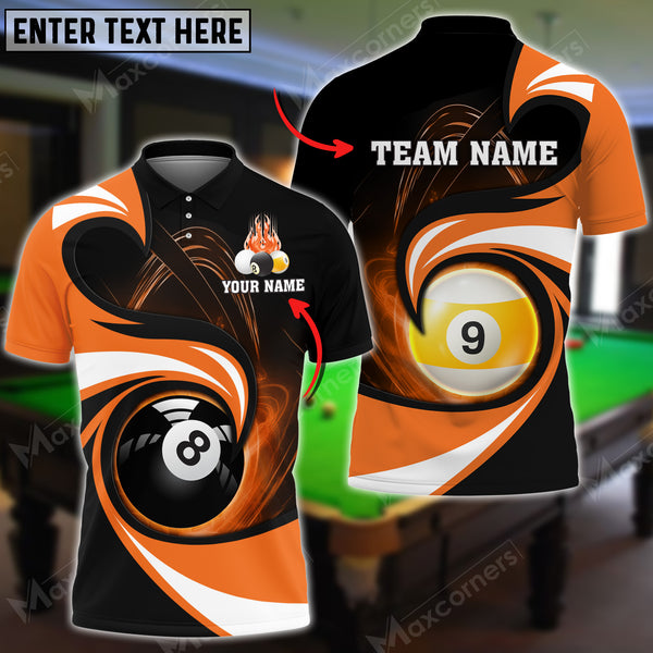 Maxcorners Billiards 8 Ball & 9 Ball Stormeye Personalized Name, Team Name Unisex Shirt ( 6 Colors )