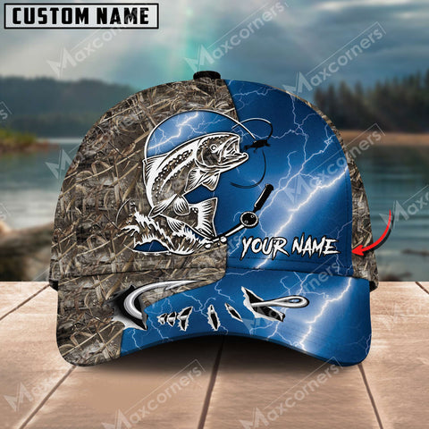 Maxcorners Chinook Fishing Personalized Name All Over Printed Classic Cap