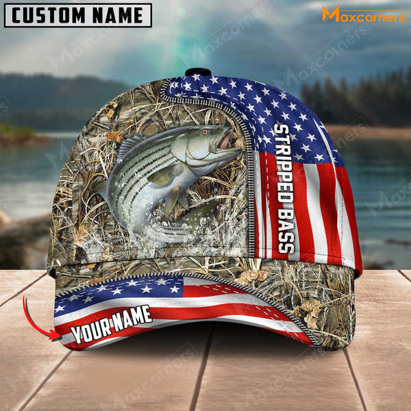 Maxcorners Personalized Premium American Fishing 3D Cap ( Large Mouth Bass, Walleye, Stripped Bass, Trout Fish, Catfish, Crappie, Salmon, Pike )