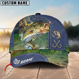 Maxcorners Personalized The Best Fishing Jean Pattern 3D Cap ( Large Mouth Bass, Walleye, Stripped Bass, Trout Fish, Catfish, Crappie, Salmon, Pike )