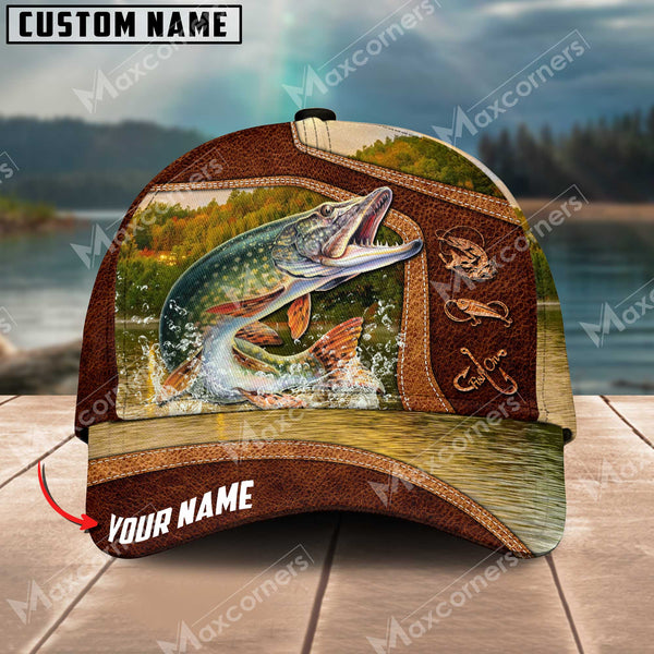 Maxcorners Personalized Fishing Premium Collab Artist Classic 3D Cap ( Large Mouth Bass, Walleye, Stripped Bass, Trout Fish, Catfish, Crappie, Salmon, Pike )