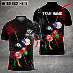 Maxcorners Billiards Ball Grunge Multicolor Options Customized Name 3D Shirt