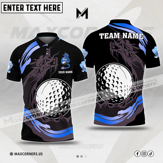 Maxcorner Customized Name Golf Winding Dragon Multicolor Options 3D Polo Shirt ( 4 Colors )