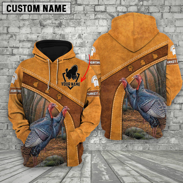 Maxcorners Custom Name Hunting Turkey Orange Style Shirt 3D All Over Printed Clothes