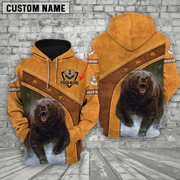 Maxcorners Custom Name Hunting Bear Orange Style Shirt 3D All Over Printed Clothes