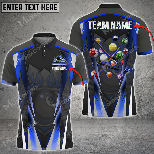 Maxcorners Billiards Pool Sport Personalized Name 3D Shirt (Multi Color Options)