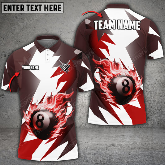 Maxcorners Billiards Fire Cube Pattern Personalized Name 3D Shirt (Multi Color Options)