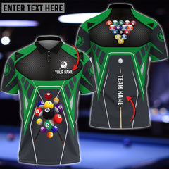 Maxcorners Billiards Strategy Masters Green Personalized Name 3D Shirt