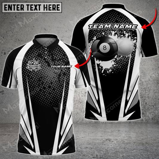 Maxcorners Billiards 8 Ball & Cue Ball Multicolor Options Personalized Name 3D Shirt (6 Colors)