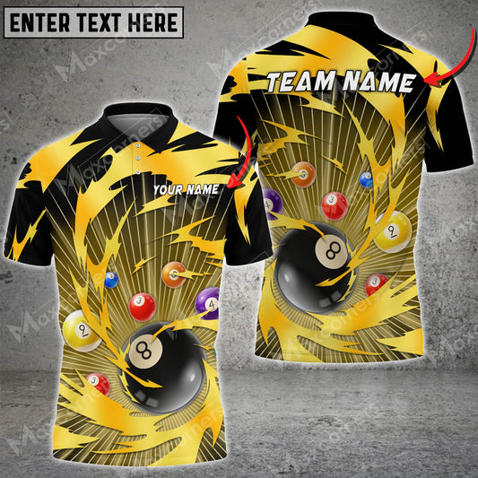 Maxcorners Billiards Tornado Throw Multicolor Options Personalized Name 3D Shirt (6 Colors)