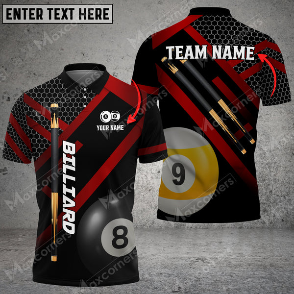 Maxcorners Billiards Metalic Style Personalized Name, Team Name Unisex Shirt ( 6 Colors )
