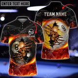 Maxcorners Billiards Ball 8 & Ball 9 Fire Skull Crack Personalized Name, Team Name 3D Shirt