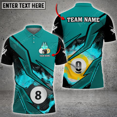Maxcorners Billiards 8 Ball & 9 Ball Fire Personalized Name, Team Name Unisex Shirt ( 6 Colors )