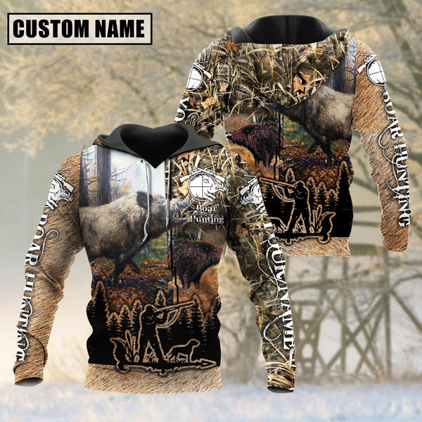 Maxcorners Custom Name Boar Hunting Camo Style Shirt 3D All Over Printed Clothes