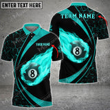 Maxcorners Billiards Fire Flame Pattern Multicolor Options Personalized Name 3D Shirt (4 Colors)