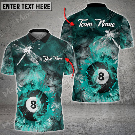 Maxcorners Billiards Dragonfly Smoke Multicolor Options Personalized Name 3D Shirt (4 Colors)