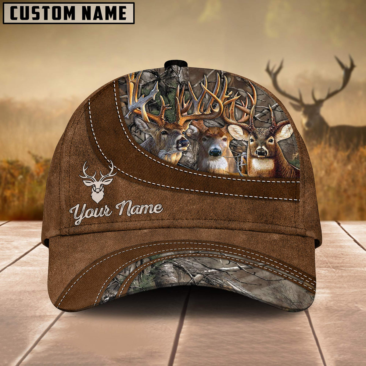 Maxcorners Cross Hunting Deer Leather Pattern Personalized Hats 3D Multicolored