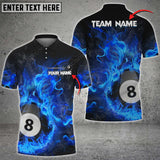 Maxcorners Billiards 8 Ball Fire Art Multicolor Options Personalized Name 3D Shirt (4 Colors)