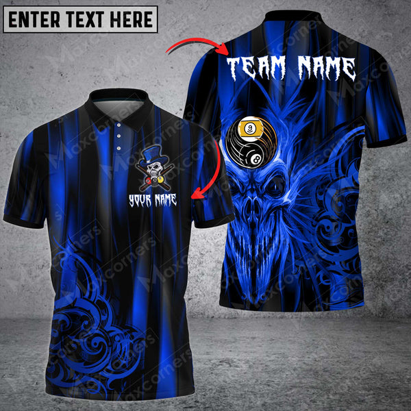 Maxcorners Billiards Skull YIn & Yang Multicolor Options Personalized Name 3D Shirt (4 Colors)