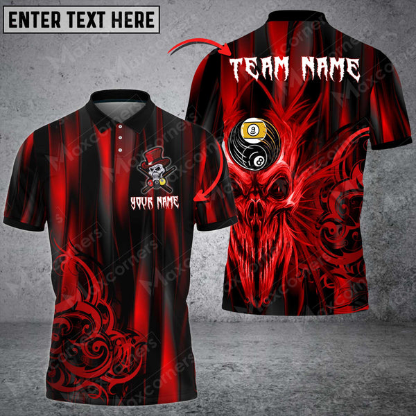 Maxcorners Billiards Skull YIn & Yang Multicolor Options Personalized Name 3D Shirt (4 Colors)