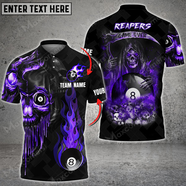 Maxcorners Billiards Reapers Game Over Personalized Name, Team Name Unisex Shirt ( 6 Colors )