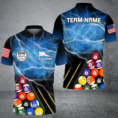 Maxcorners Personalized 3D Funny Billiards Teams Polo Shirts KH1
