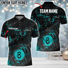 Maxcorners Billiards 8 Ball  Personalized Name Team Name 3D Shirt (Multi Color Options)